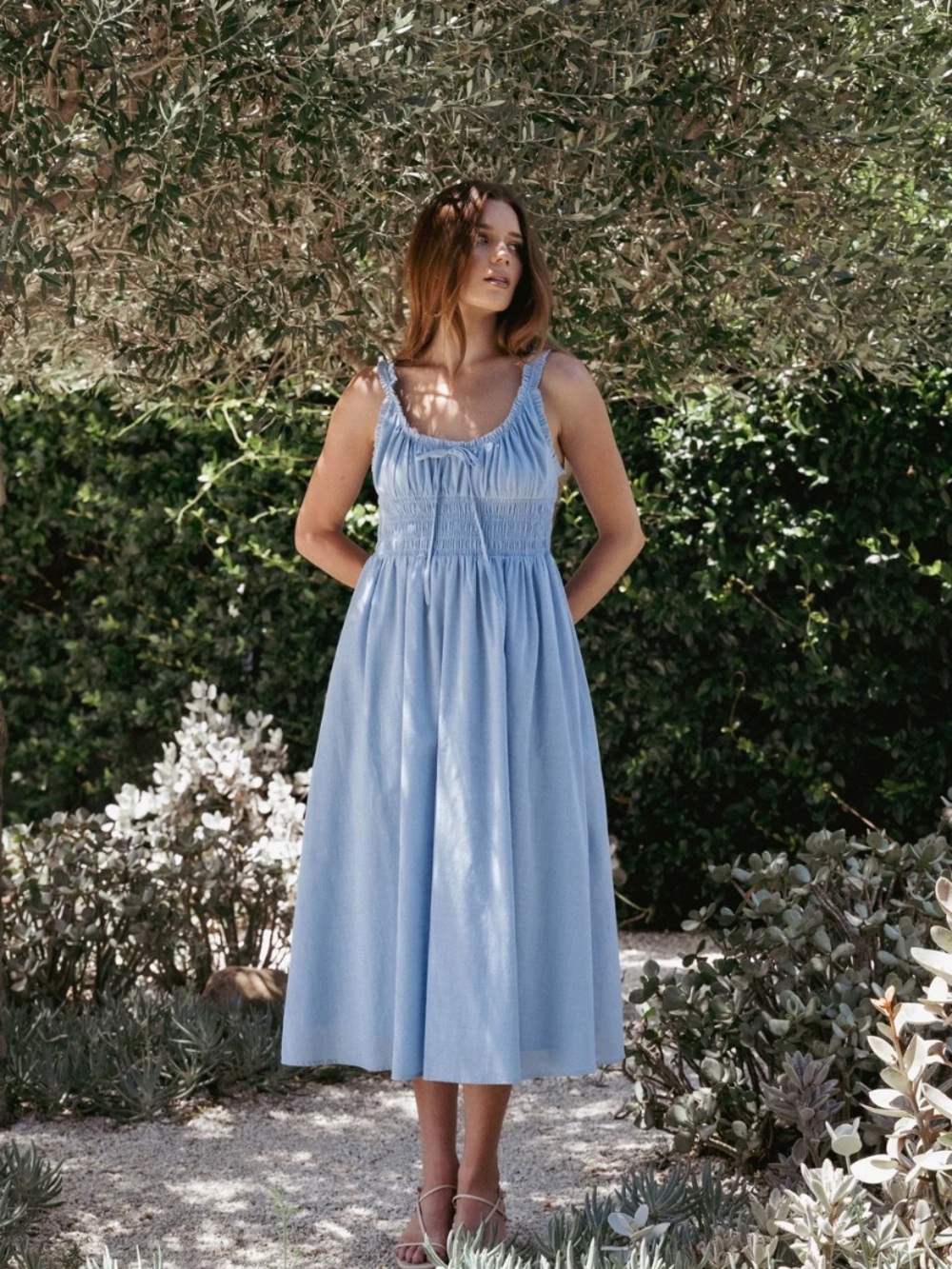 Petal & Pup / Nordstrom Auguste Pale Blue Midi Dress Sz M   NWT